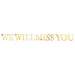 A foil coiled hanging streamer featuring a we will miss you design. Sold as a single piece.