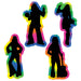A set of flat die-cut silhouettes featuring a 60's hippie design. Comes in a pack of 4.