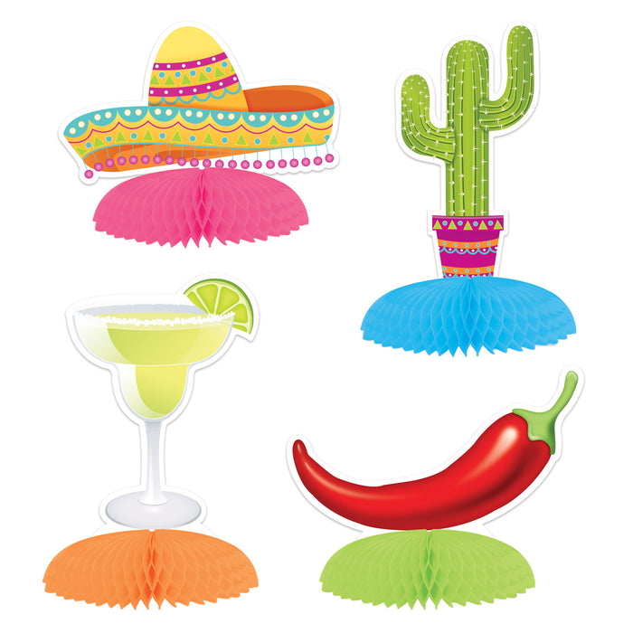 A set of 3-D table centerpieces featuring a fiesta design. Comes in a pack of 8.