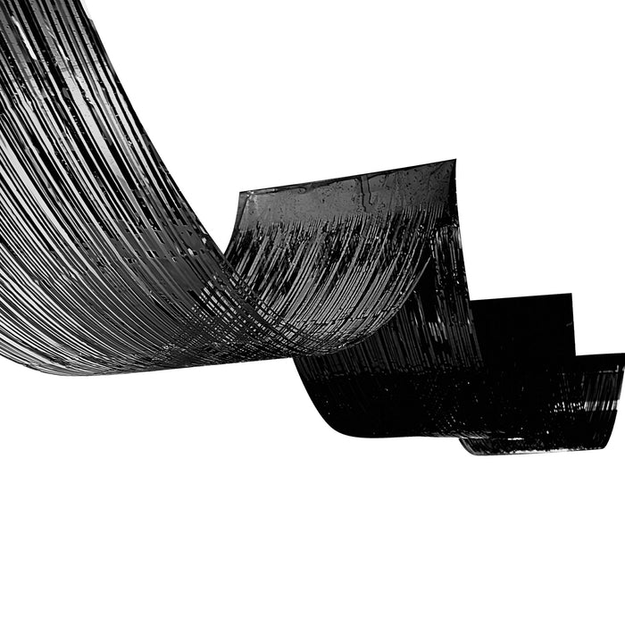 A metallic fringe decoration featuring a ceiling curtain design. Sold as a single piece.
