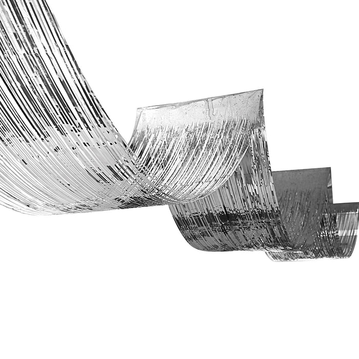 A metallic fringe decoration featuring a ceiling curtain design. Sold as a single piece.