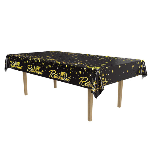 Metallic Happy Retirement Tablecover - Confetti & Stars | 1ct