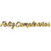 A foil coiled hanging streamer featuring a feliz cumpleanos design. Sold as a single piece.