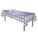 A metallic rectangular table cover printed with a disco ball design. Sold as a single piece.