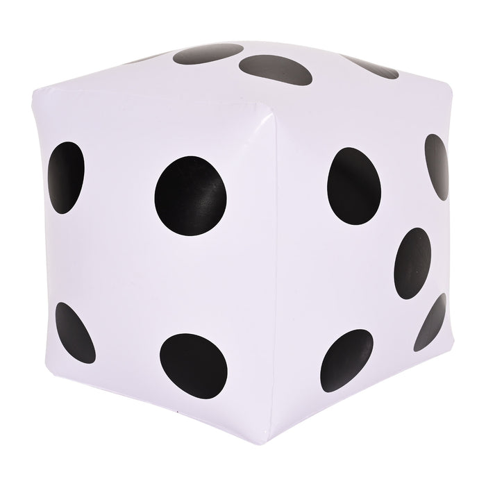 An inflatable party decoration featuring a dice design. Comes in a pack of 2.