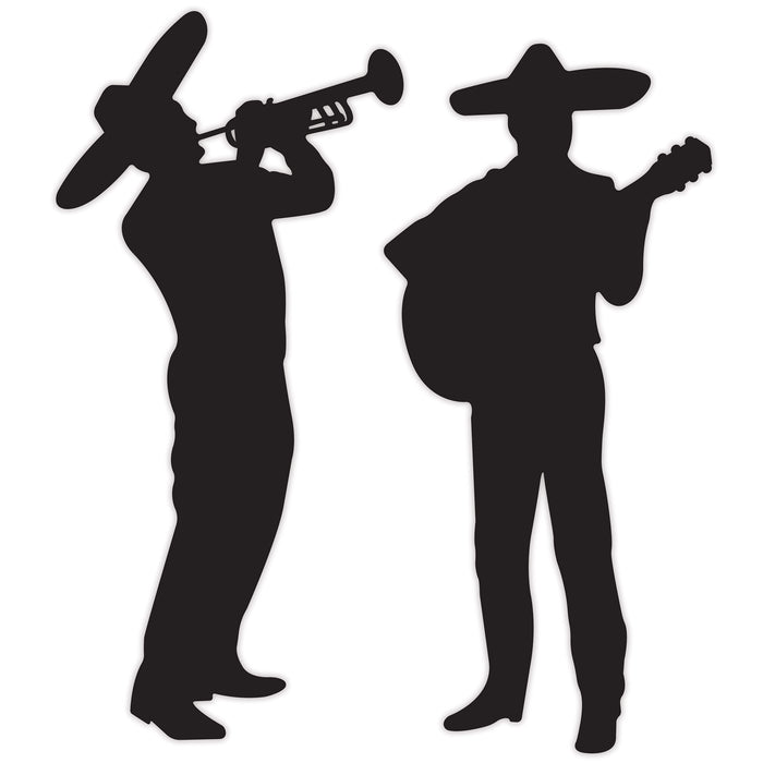 A set of flat die-cut silhouettes featuring a mariachi band design. Comes in a pack of 2.