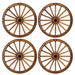 A set of flat die-cut cutouts featuring a wagon wheel design. Comes in a pack of 4.