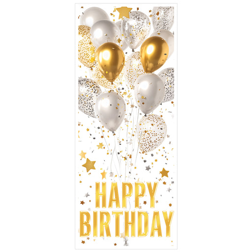 Happy Birthday Door Cover - Light Stars & Balloons | 1ct