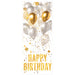 A door-sized poster printed with a happy birthday design. Sold as a single piece.