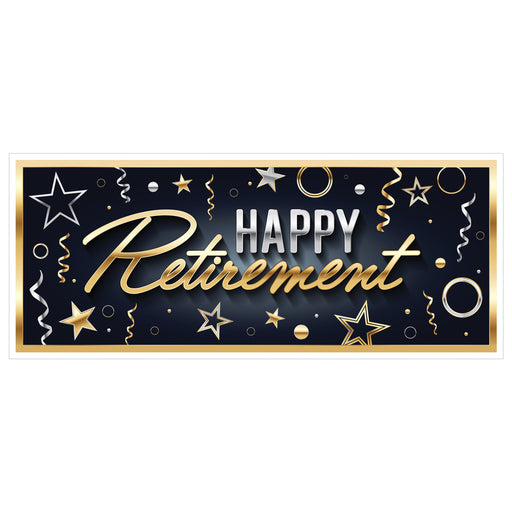 Happy Retirement Oversized Sign Banner - Confetti & Stars | 1ct