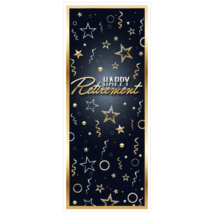 A door-sized poster printed with a happy retirement design. Sold as a single piece.