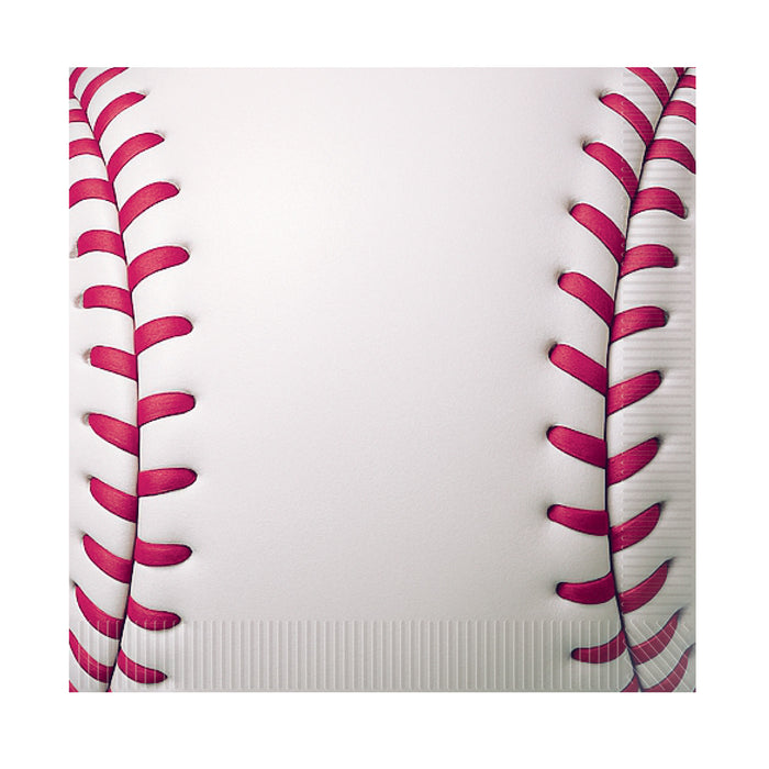 A square luncheon napkin printed with a baseball design. Comes in a pack of 16.