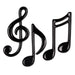 A plastic party decoration featuring a molded musical notes design. Comes in a pack of 3.