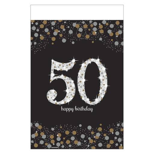 Sparkling Celebration Plastic Table Cover Age 50 | 1ct