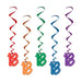A cluster of hanging swirl decorations featuring a 18 design. Comes in a pack of 5.