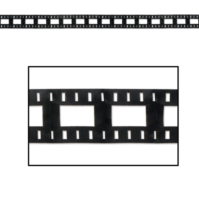 A hanging garland featuring a filmstrip design. Sold as a single piece.