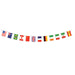 A pennant banner of triangular flags printed with a international flag design. Sold as a single piece.