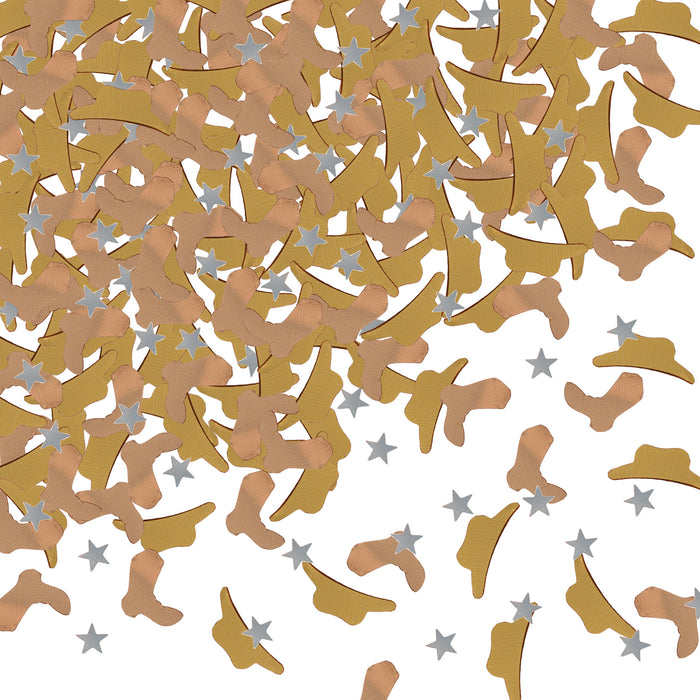 A scattered metallic confetti pieces featuring a western icons design. Sold as a single piece.
