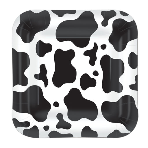 Cow Print Square Paper Plates 7" | 8ct