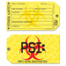 A party invitation card printed with a psi toe tag design. Comes in a pack of 8.