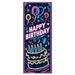 A neon door-sized poster printed with a happy birthday design. Sold as a single piece.