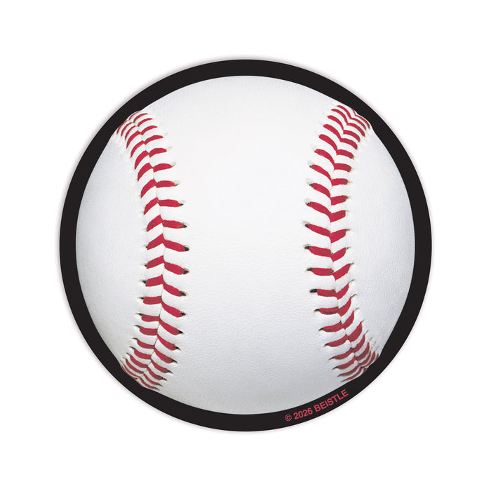 A round drink coaster printed with a baseball design. Comes in a pack of 8.