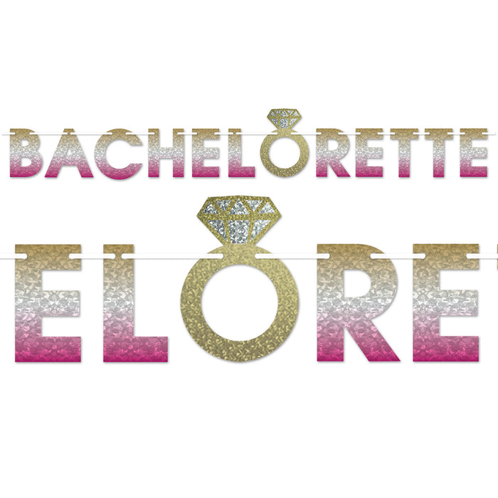 A coiled hanging streamer featuring a bachelorette design. Sold as a single piece.