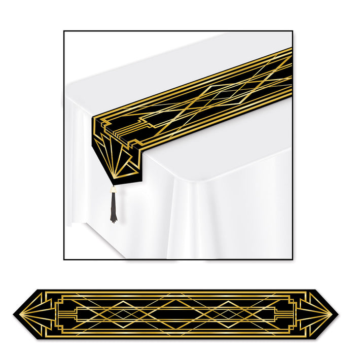A table runner printed with a great 20's design. Sold as a single piece.