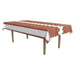 A rectangular table cover printed with a football design. Sold as a single piece.