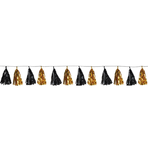 Black & Gold Metallic Tassel Garland | 1ct