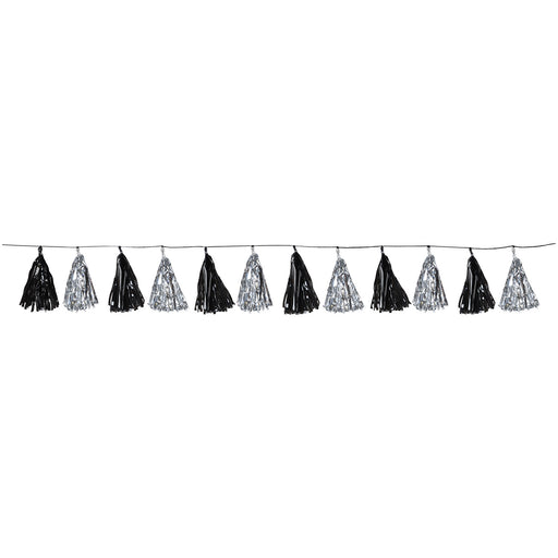 Black & Silver Metallic Tassel Garland | 1ct