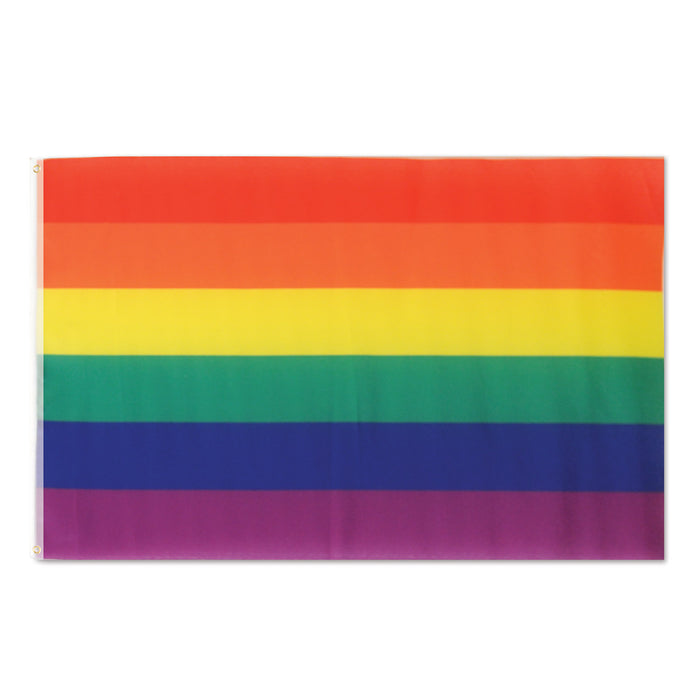 A rainbow small fabric flag. Sold as a single piece.