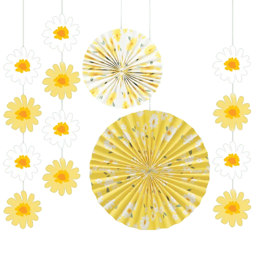 Sweet Daisy Paper Fan Kit | 5pcs