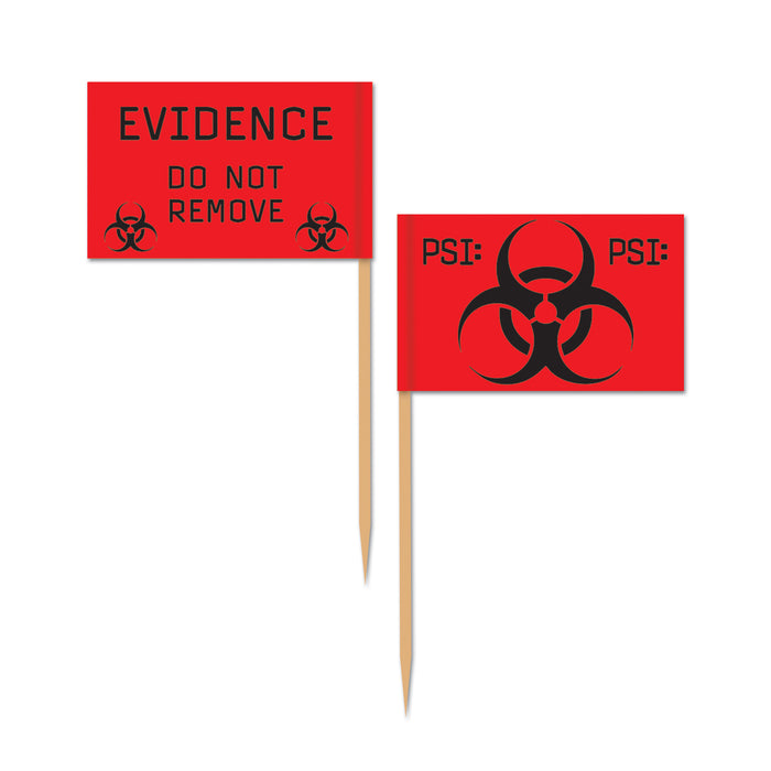 A pack of decorative food picks featuring a psi design. Comes in a pack of 50.