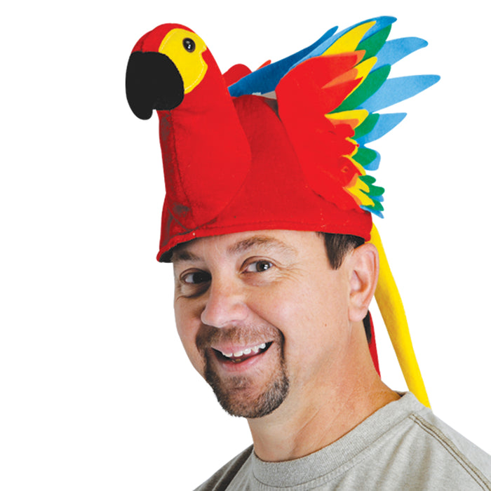 A plush parrot costume hat. Sold as a single piece.