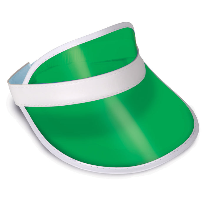 A plastic green dealer's dealer-style visor. Sold as a single piece.