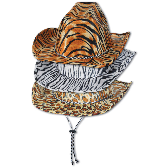 An animal print cowboy hats cowboy hat. Sold as a single piece.