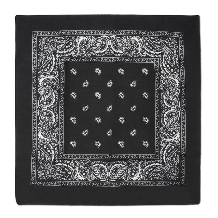 A black bandana. Sold as a single piece.