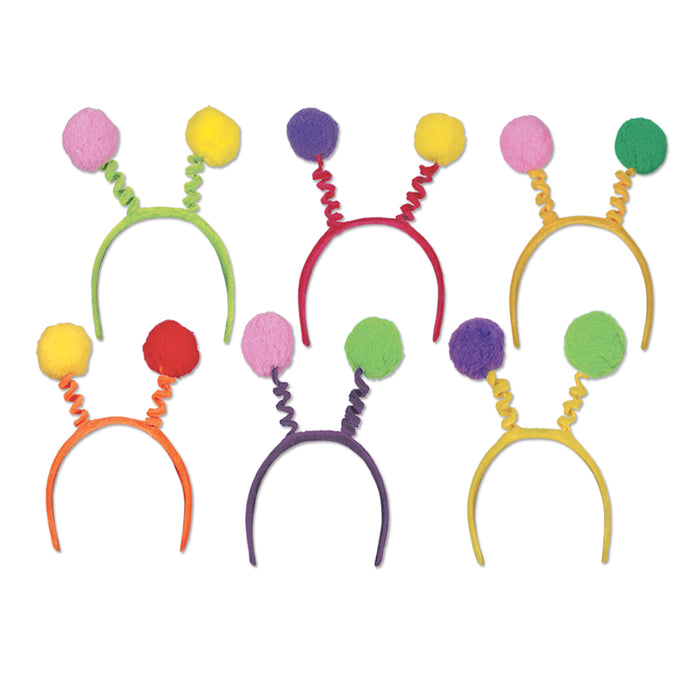 A soft-touch pom-pom pair of bouncy head-boppers on springs. Sold as a single piece.