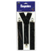 A black pair of suspenders. Sold as a single piece.