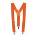 An orange pair of suspenders. Sold as a single piece.
