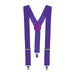 A purple pair of suspenders. Sold as a single piece.