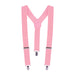 A pink pair of suspenders. Sold as a single piece.