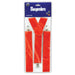 A red pair of suspenders. Sold as a single piece.