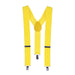 A yellow pair of suspenders. Sold as a single piece.
