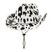 A cow print cowboy hat. Sold as a single piece.