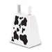 A cow print novelty cowbell. Sold as a single piece.