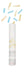Blue and gold Oh Baby confetti cannon with white tube, gold script lettering, colorful dots, and blue and gold rectangular confetti.