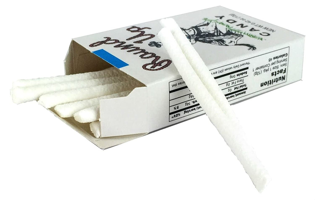 Candy Cigarettes: white candy sticks made to resemble cigarettes. Individually wrapped, 0.42 oz size.