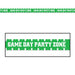 Green and white decorative tape with football field markings and "Game Day Party Zone" text repeated across the roll.